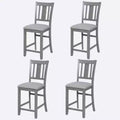 Dining Chairs Set of 4, Wooden Kitchen Dining Chair with Padded Seat and Slatted Backrest, 4 Piece Farmhouse Upholstered Barstool