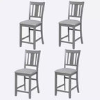 Dining Chairs Set of 4, Wooden Kitchen Dining Chair with Padded Seat and Slatted Backrest, 4 Piece Farmhouse Upholstered Barstool