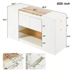 GDFStudio Ken Meuble Coiffeuse/Commode et Rangement d'Îlot Multifonctionnel avec Plateau en Verre et Tiroirs
