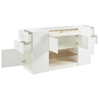 GDFStudio Ken Meuble Coiffeuse/Commode et Rangement d'Îlot Multifonctionnel avec Plateau en Verre et Tiroirs