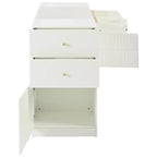 GDFStudio Ken Meuble Coiffeuse/Commode et Rangement d'Îlot Multifonctionnel avec Plateau en Verre et Tiroirs
