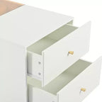 GDFStudio Ken Meuble Coiffeuse/Commode et Rangement d'Îlot Multifonctionnel avec Plateau en Verre et Tiroirs