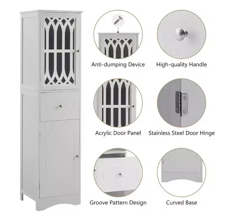 Meuble de rangement autoportant en MDF avec tiroir et porte,