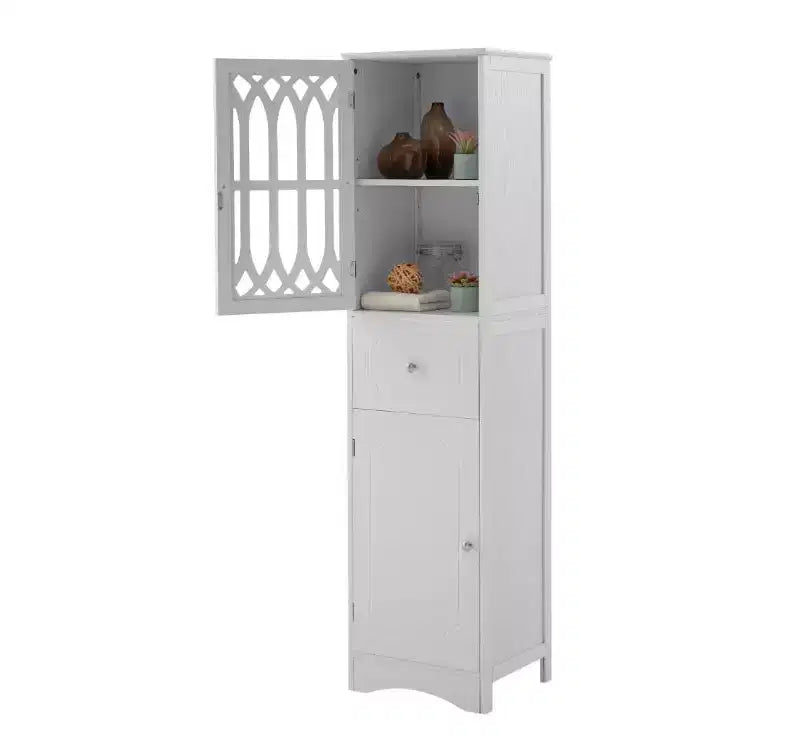 Meuble de rangement autoportant en MDF avec tiroir et porte,
