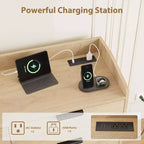COZONY 47 Commode moderne avec prises USB, commode de rangement en bois à 6 tiroirs pour chambre et salon