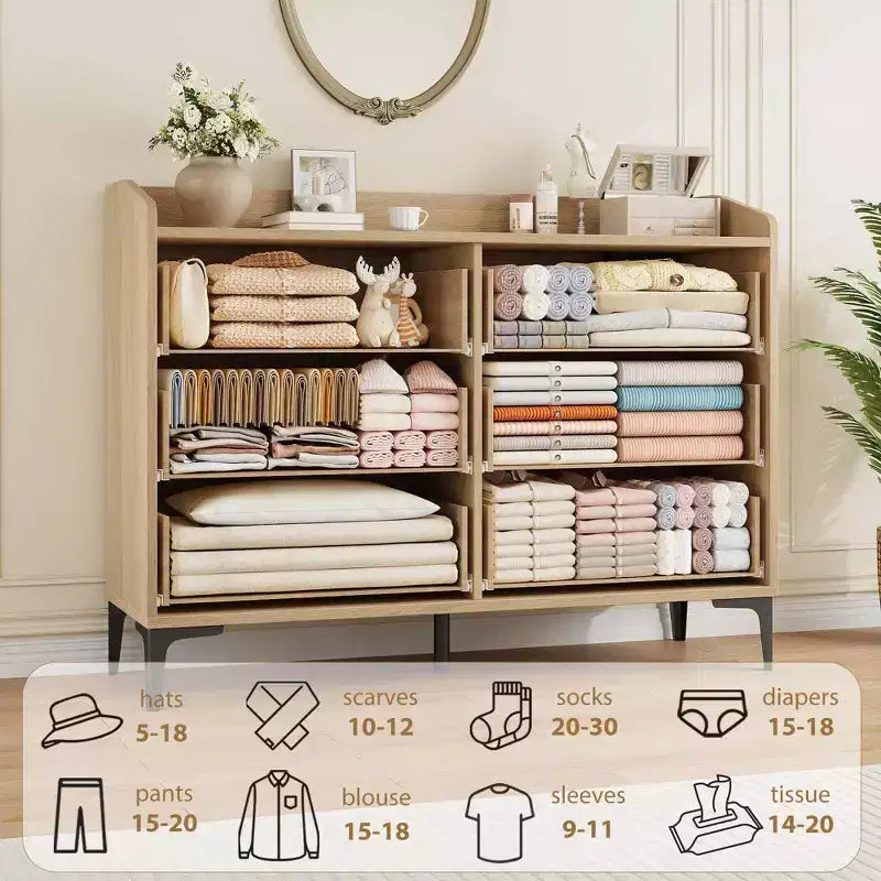 COZONY 47 Commode moderne avec prises USB, commode de rangement en bois à 6 tiroirs pour chambre et salon