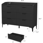 COZONY 47 Commode moderne avec prises USB, commode de rangement en bois à 6 tiroirs pour chambre et salon