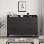 COZONY 47 Commode moderne avec prises USB, commode de rangement en bois à 6 tiroirs pour chambre et salon
