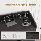 COZONY 47 Commode moderne avec prises USB, commode de rangement en bois à 6 tiroirs pour chambre et salon