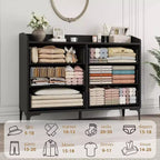 COZONY 47 Commode moderne avec prises USB, commode de rangement en bois à 6 tiroirs pour chambre et salon