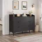 COZONY 47 Commode moderne avec prises USB, commode de rangement en bois à 6 tiroirs pour chambre et salon
