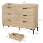 COZONY 47 Commode moderne avec prises USB, commode de rangement en bois à 6 tiroirs pour chambre et salon