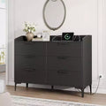 COZONY 47 Modern Dresser with USB Power Outlets, 6-Drawer Wooden Storage Chest for Bedroom & Living Room