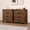GDFStudio Ken Rustic Solid Wood Nightstand with 3-Drawer (Set of 2)