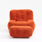 Pouf géant en velours doux avec repose-pieds, avec mousse à mémoire de forme, fauteuil d'appoint moderne pour salon, chambre, appartement, rouge