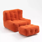 Pouf géant en velours doux avec repose-pieds, avec mousse à mémoire de forme, fauteuil d'appoint moderne pour salon, chambre, appartement, rouge