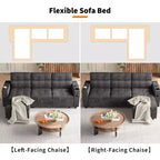 Canapé-lit d'angle 84" avec couchage gigogne - Canapé nuage convertible en velours côtelé moelleux avec méridienne de rangement et chargement USB, modulaire confortable en L