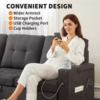 Canapé-lit d'angle 84" avec couchage gigogne - Canapé nuage convertible en velours côtelé moelleux avec méridienne de rangement et chargement USB, modulaire confortable en L