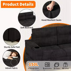 Canapé-lit d'angle 84" avec couchage gigogne - Canapé nuage convertible en velours côtelé moelleux avec méridienne de rangement et chargement USB, modulaire confortable en L