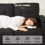 Canapé-lit d'angle 84" avec couchage gigogne - Canapé nuage convertible en velours côtelé moelleux avec méridienne de rangement et chargement USB, modulaire confortable en L