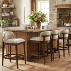 Tabourets de comptoir rembourrés Christopher Knight Home Stephanie Farmhouse en bois d'hévéa avec dossier incurvé (lot de 4)