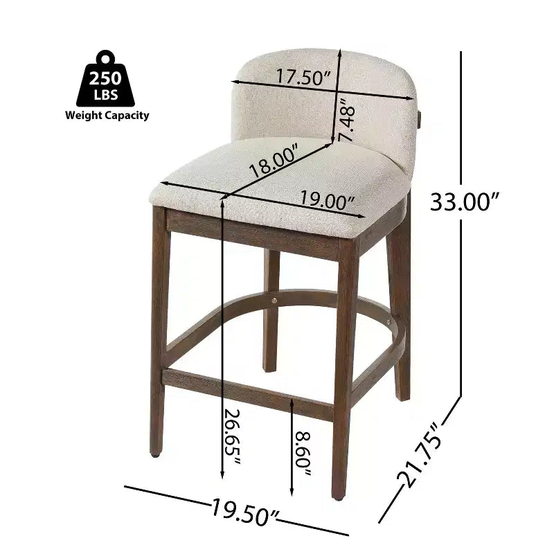 Tabourets de comptoir rembourrés Christopher Knight Home Stephanie Farmhouse en bois d'hévéa avec dossier incurvé (lot de 4)