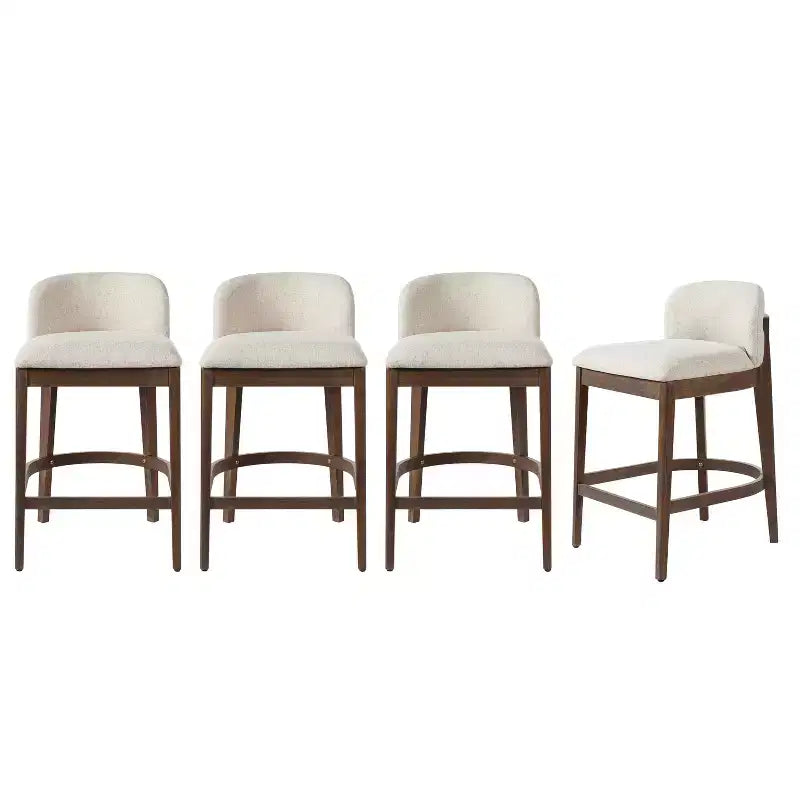 Tabourets de comptoir rembourrés Christopher Knight Home Stephanie Farmhouse en bois d'hévéa avec dossier incurvé (lot de 4)
