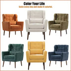 Fauteuil d'appoint moderne, fauteuil de lecture tapissé à dossier haut avec tissu chenille et pieds en bois, fauteuil lounge avocat pour salon ou chambre à coucher