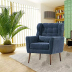 Fauteuil d'appoint moderne, fauteuil de lecture tapissé à dossier haut avec tissu chenille et pieds en bois, fauteuil lounge avocat pour salon ou chambre à coucher