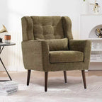 Fauteuil d'appoint moderne, fauteuil de lecture tapissé à dossier haut avec tissu chenille et pieds en bois, fauteuil lounge avocat pour salon ou chambre à coucher
