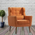 Fauteuil d'appoint moderne, fauteuil de lecture tapissé à dossier haut avec tissu chenille et pieds en bois, fauteuil lounge avocat pour salon ou chambre à coucher