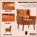 Fauteuil d'appoint moderne, fauteuil de lecture tapissé à dossier haut avec tissu chenille et pieds en bois, fauteuil lounge avocat pour salon ou chambre à coucher