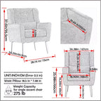 Fauteuil d'appoint moderne, fauteuil de lecture tapissé à dossier haut avec tissu chenille et pieds en bois, fauteuil lounge avocat pour salon ou chambre à coucher