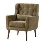 Fauteuil d'appoint moderne, fauteuil de lecture tapissé à dossier haut avec tissu chenille et pieds en bois, fauteuil lounge avocat pour salon ou chambre à coucher