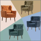 Fauteuil d'appoint moderne, fauteuil de lecture tapissé à dossier haut avec tissu chenille et pieds en bois, fauteuil lounge avocat pour salon ou chambre à coucher