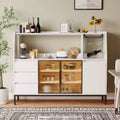 Modern Style Sideboard, Decorative Storage Cabinet with 3 Drawers and Glass Doors; the Sideboard Can Store Wine Glasses