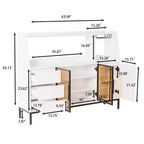 Meuble de rangement moderne, buffet décoratif avec 3 tiroirs et portes en verre ; le buffet peut contenir des verres à vin