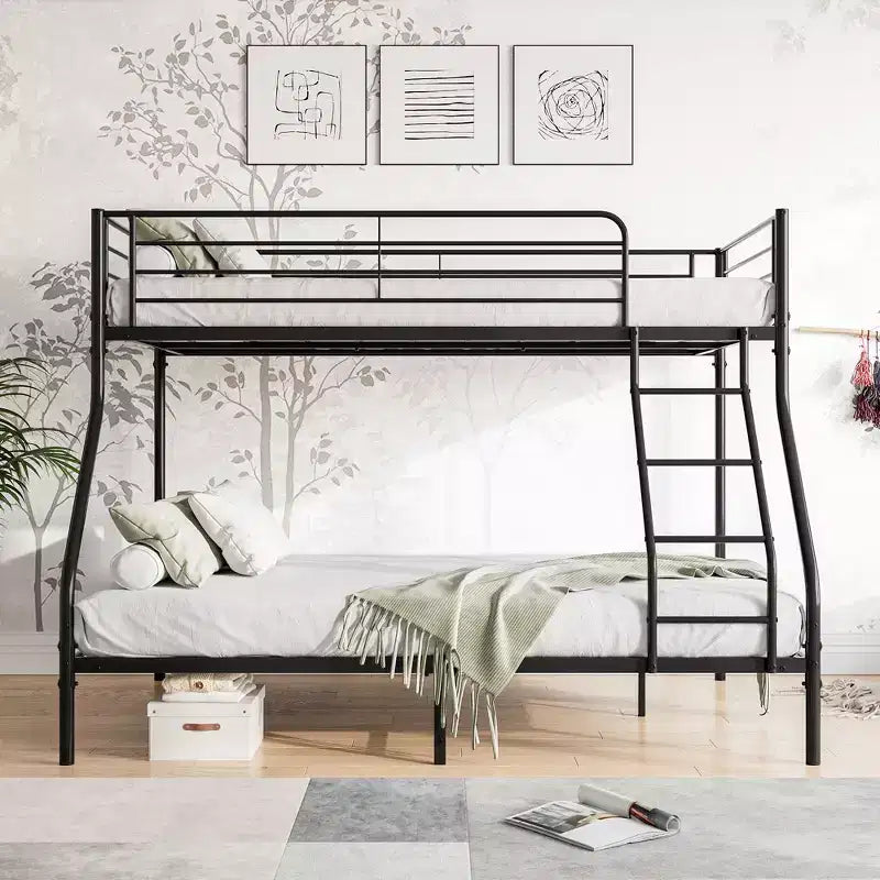 Lit superposé en métal robuste MAYEERTY Twin-Over-Full avec garde-corps amélioré et échelle inclinée pour chambre et dortoir