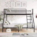 Lit superposé en métal robuste MAYEERTY Twin-Over-Full avec garde-corps amélioré et échelle inclinée pour chambre et dortoir