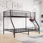 Lit superposé en métal robuste MAYEERTY Twin-Over-Full avec garde-corps amélioré et échelle inclinée pour chambre et dortoir