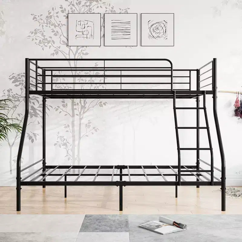 Lit superposé en métal robuste MAYEERTY Twin-Over-Full avec garde-corps amélioré et échelle inclinée pour chambre et dortoir