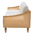 Christopher Knight Home Sachiko Canapé 2 Places Moderne du Milieu du Siècle 70,9" en Bois d'Hévéa et Chenille avec Accoudoirs en Rotin