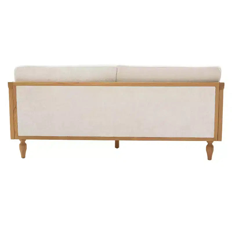 Christopher Knight Home Sachiko Canapé 2 Places Moderne du Milieu du Siècle 70,9" en Bois d'Hévéa et Chenille avec Accoudoirs en Rotin