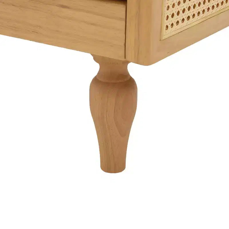 Christopher Knight Home Sachiko Canapé 2 Places Moderne du Milieu du Siècle 70,9" en Bois d'Hévéa et Chenille avec Accoudoirs en Rotin