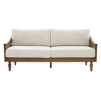 Christopher Knight Home Sachiko Canapé 2 Places Moderne du Milieu du Siècle 70,9" en Bois d'Hévéa et Chenille avec Accoudoirs en Rotin
