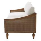 Christopher Knight Home Sachiko Canapé 2 Places Moderne du Milieu du Siècle 70,9" en Bois d'Hévéa et Chenille avec Accoudoirs en Rotin