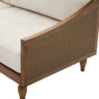 Christopher Knight Home Sachiko Canapé 2 Places Moderne du Milieu du Siècle 70,9" en Bois d'Hévéa et Chenille avec Accoudoirs en Rotin