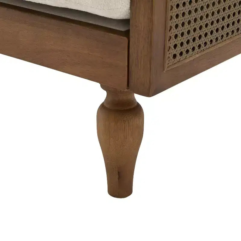 Christopher Knight Home Sachiko Canapé 2 Places Moderne du Milieu du Siècle 70,9" en Bois d'Hévéa et Chenille avec Accoudoirs en Rotin