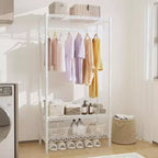 Portant à vêtements métallique robuste Acekool avec étagères, organisateur de vêtements réglable et tringle, rangement de placard autoportant pour chambre à coucher, dortoir