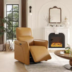 Fauteuil inclinable pivotant à 360° Acekool, en similicuir PU, avec fonction bascule et support lombaire réglable, pour salon et chambre à coucher, marron